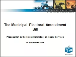 The Municipal Electoral Amendment Bill