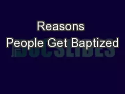 Reasons People Get Baptized