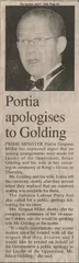 Portia apologises to Golding PRIME MINISTER Portia Sim
