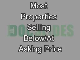 Most Properties Selling Below/At Asking Price