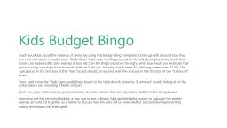 Kids Budget Bingo