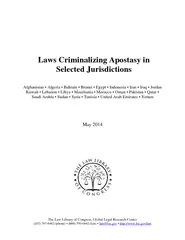 Laws Criminalizing Apostasy in Selected Jurisdictions