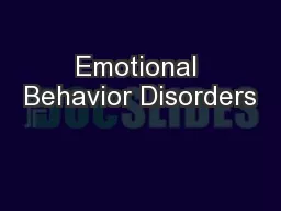 Emotional Behavior Disorders
