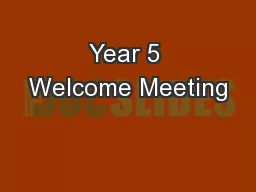 Year 5 Welcome Meeting