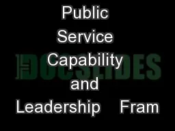 Queensland Public Service Capability and Leadership    Fram