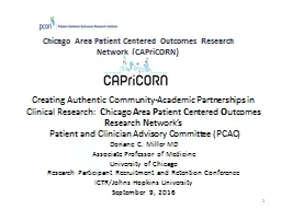 Chicago Area Patient Centered Outcomes Research Network (