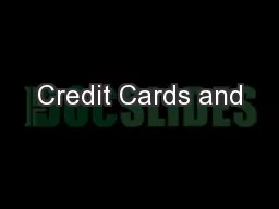 Credit Cards and