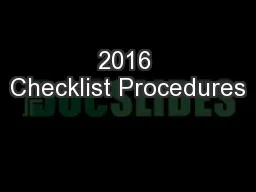 2016 Checklist Procedures