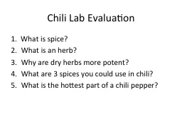 Chili Lab Evaluation