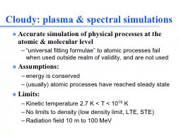 Cloudy: plasma & spectral simulations