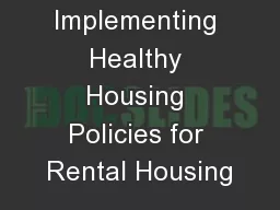 Implementing Healthy Housing Policies for Rental Housing