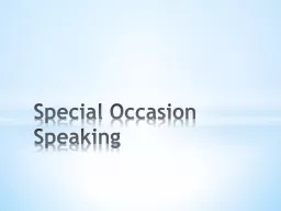 Special Occasion Speaking
