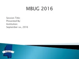 MBUG 2016