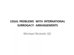 LEGAL PROBLEMS WITH INTERNATIONAL SURROGACY ARRANGEMENTS