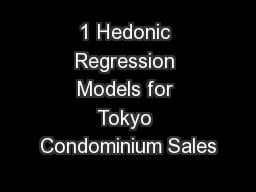 1 Hedonic Regression Models for Tokyo Condominium Sales