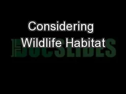 Considering Wildlife Habitat