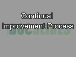 Continual Improvement Process