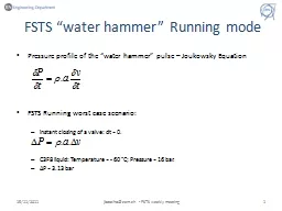 FSTS “water hammer” Running mode