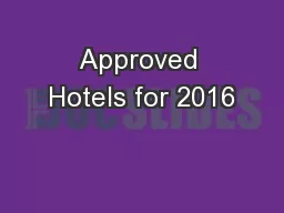 Approved Hotels for 2016