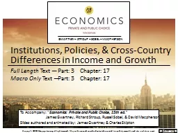 Institutions, Policies, & Cross-Country Differences in