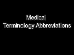 Medical Terminology Abbreviations