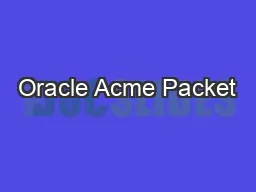 Oracle Acme Packet