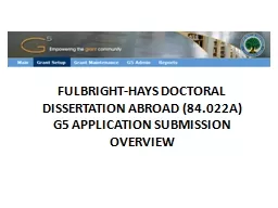 FULBRIGHT-HAYS DOCTORAL DISSERTATION ABROAD (84.022A)