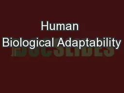 Human Biological Adaptability