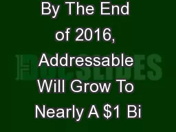 By The End of 2016, Addressable Will Grow To Nearly A $1 Bi
