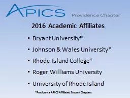 2016 Academic Affiliates