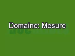Domaine: Mesure