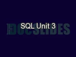 SQL Unit 3