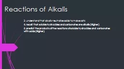 Reactions of Alkalis