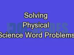 Solving Physical Science Word Problems: