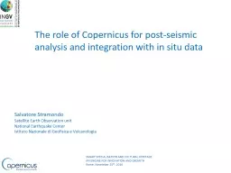 The role of Copernicus for post-seismic analysis and integr