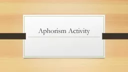 Aphorism Activity