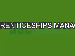 APPRENTICESHIPS MANAGER