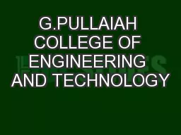 G.PULLAIAH COLLEGE OF ENGINEERING AND TECHNOLOGY
