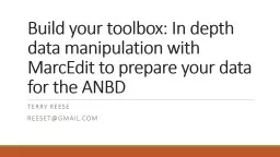 Build your toolbox: In depth data manipulation with MarcEdi