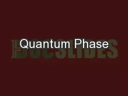 Quantum Phase