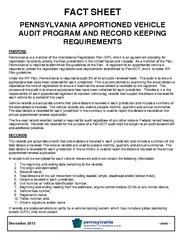 FACT SHEET PENNSYLVANIA APPORTIONED VEHICLE AUDIT PROG
