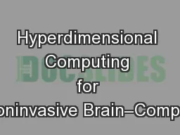 Hyperdimensional Computing for Noninvasive Brain–Comput