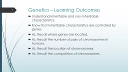 Genetics – Learning Outcomes
