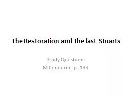 The Restoration and the last Stuarts