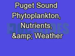 Puget Sound Phytoplankton, Nutrients, & Weather