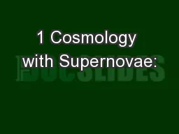 1 Cosmology with Supernovae: