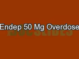 Endep 50 Mg Overdose