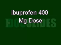 Ibuprofen 400 Mg Dose