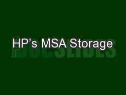 HP’s MSA Storage