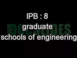 IPB : 8 graduate schools of engineering